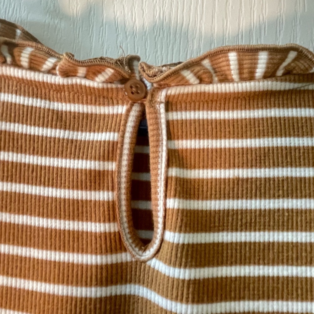 Croft & Barrow Tan and White Striped Top - Picture 2 of 9